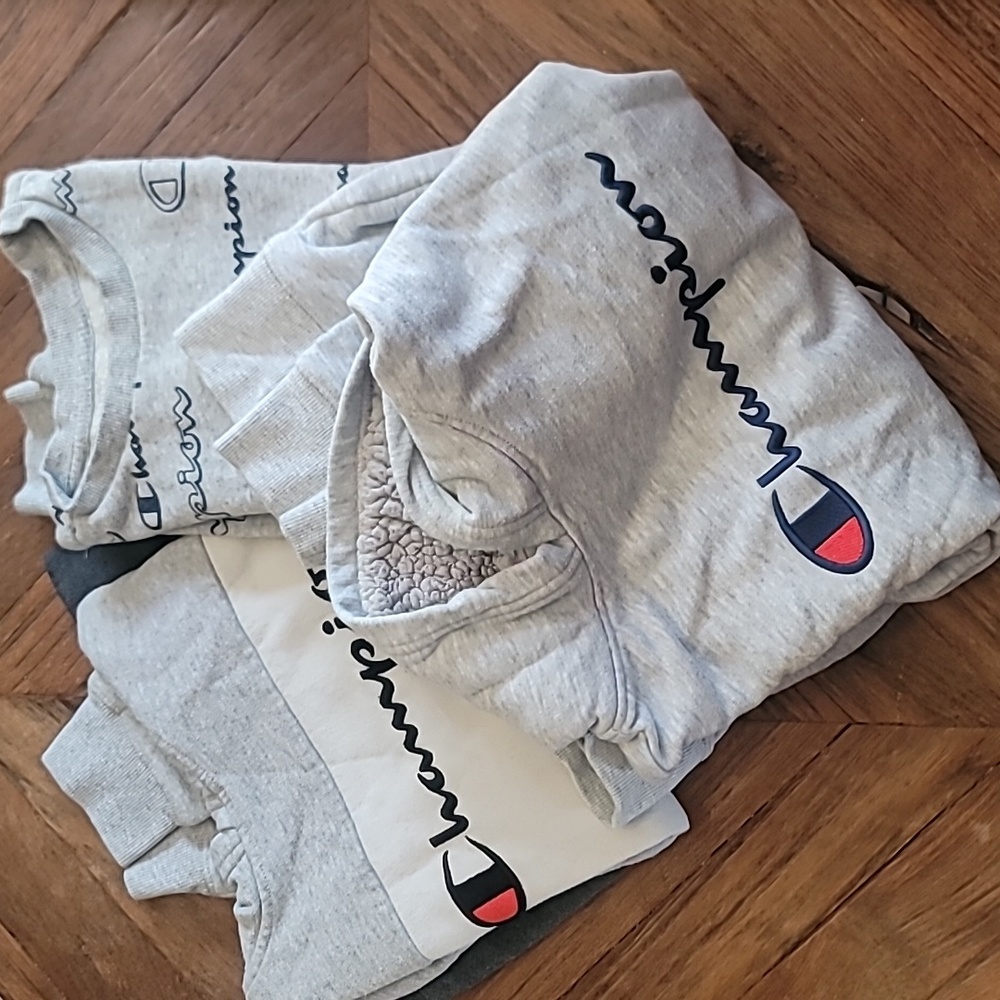 Champion Heather Gray All-Over Logo Sweatshirt, Hoodie, Hooded Sweatshirt